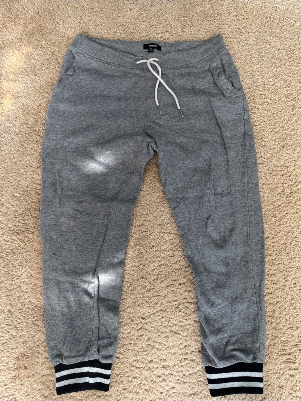 Elwood Gray Jogger Sweatpants with Striped Cuffs
